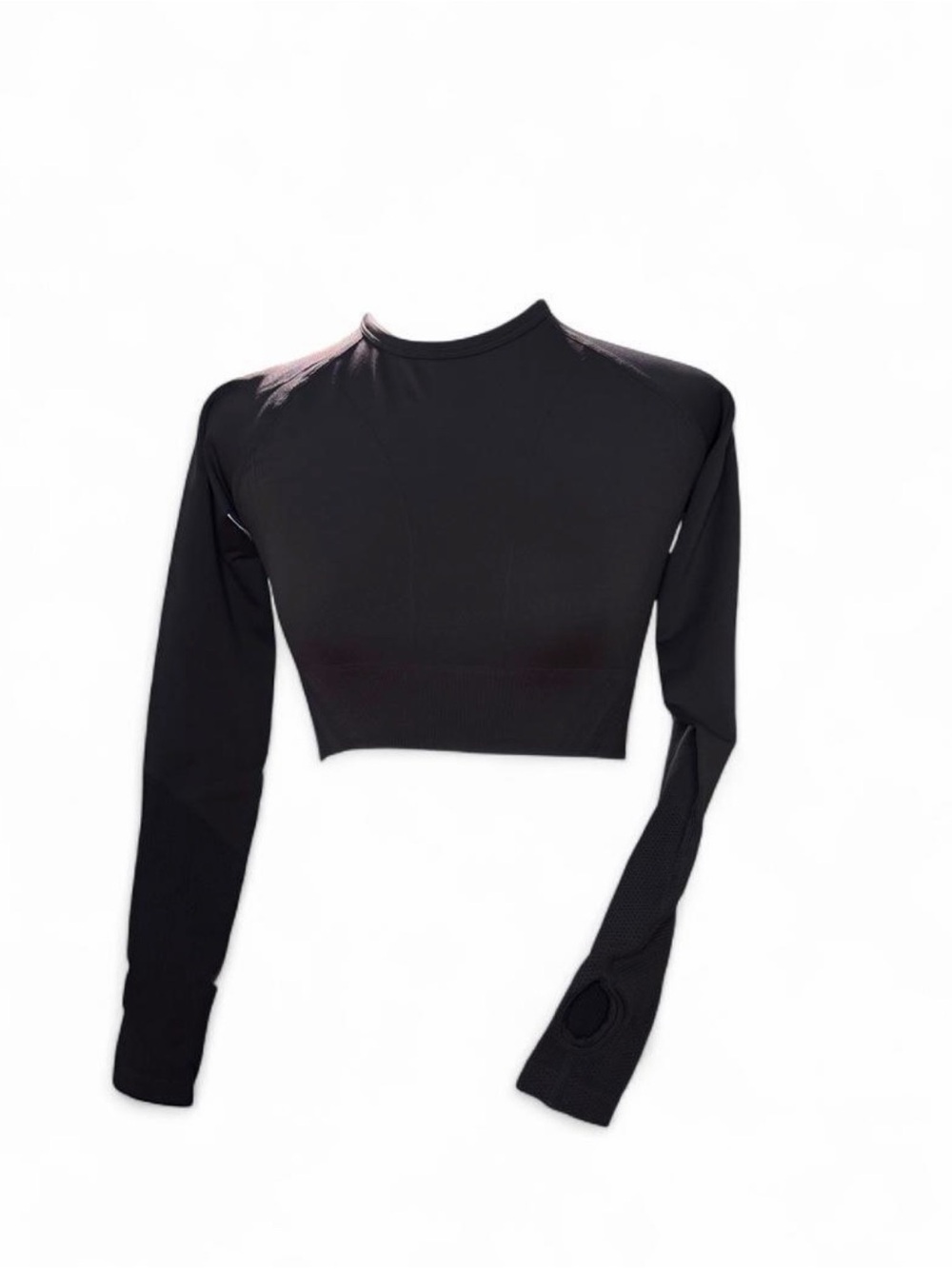 (820–9) AYBL Dark Gray Long Sleeve Cropped Active Top Extra Small